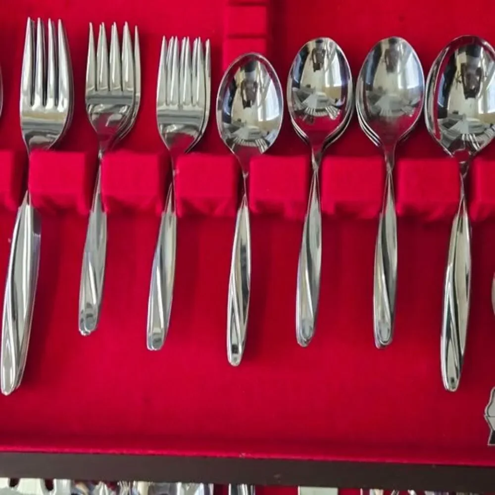 Vintage Insico Stainless Steel Silverware Set with Chest - 51 pcs